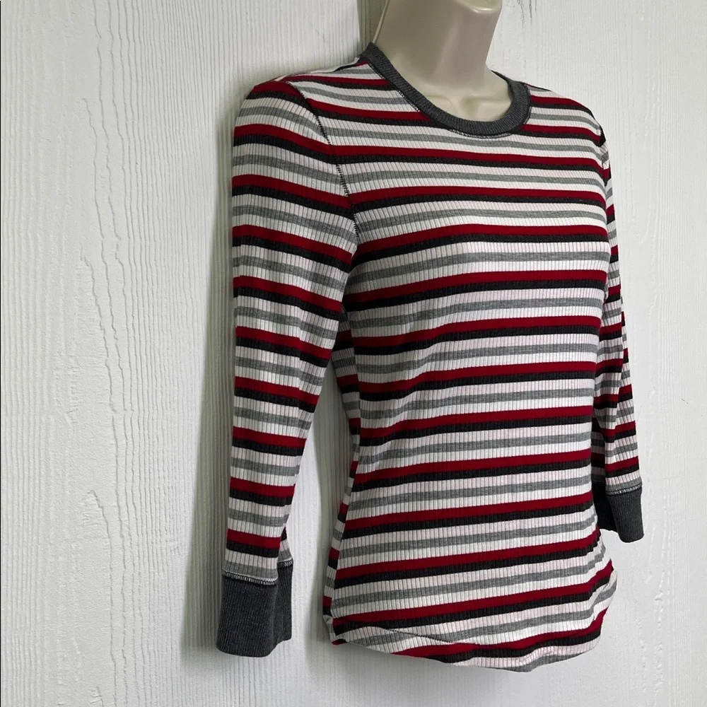 Free People - Good On You Striped Thermal Rose Quarter Sleeve Top Size Small - Picture 3 of 10